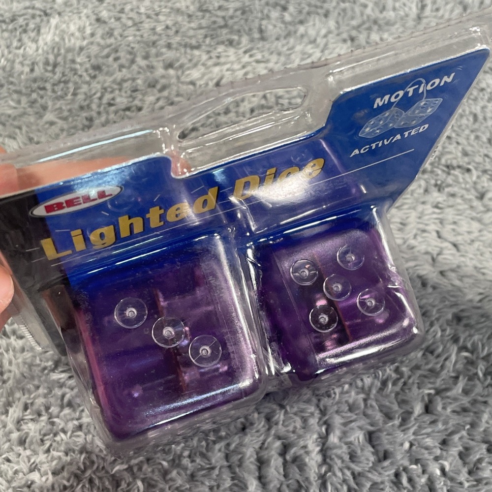 Bell Plastic Motion Light Up Dice Clear/Purple Vintage RARE Item 2001 HTF NOS - Picture 7 of 12